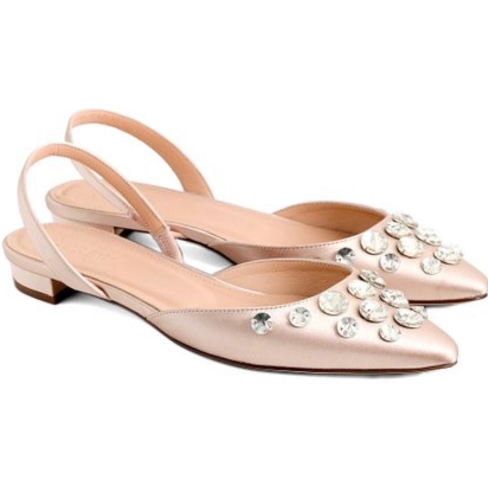 J. Crew Embellished Satin Slingback Flats Size 7.5